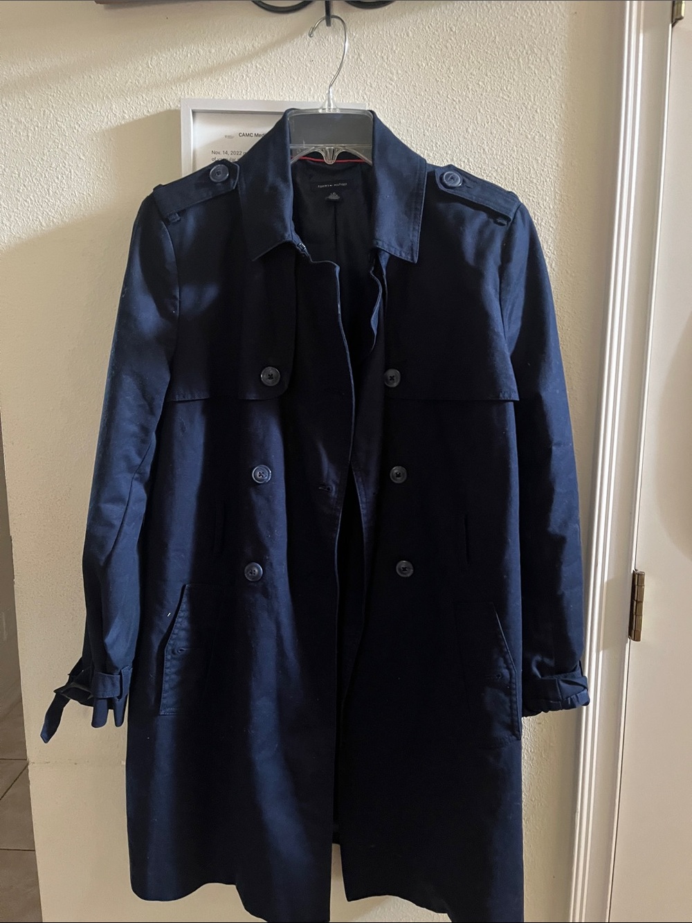 Tommy Hilfiger Navy Double-Breasted Trench Coat